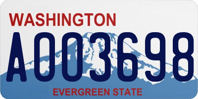 WA license plate AOO3698
