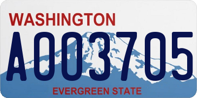 WA license plate AOO3705