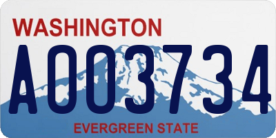 WA license plate AOO3734