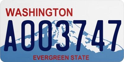 WA license plate AOO3747