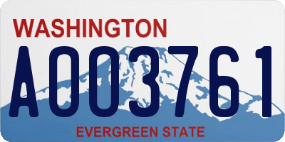 WA license plate AOO3761