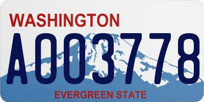 WA license plate AOO3778