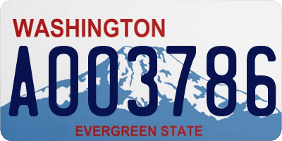 WA license plate AOO3786