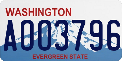 WA license plate AOO3796