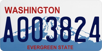 WA license plate AOO3824