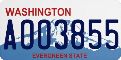 WA license plate AOO3855
