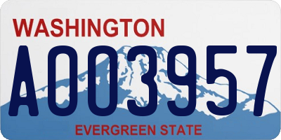 WA license plate AOO3957
