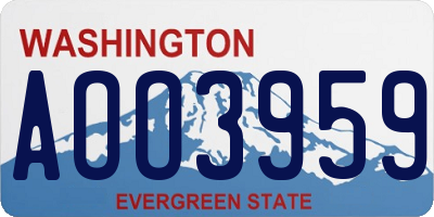 WA license plate AOO3959