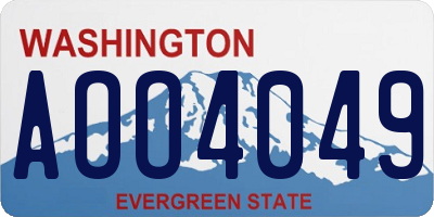 WA license plate AOO4049