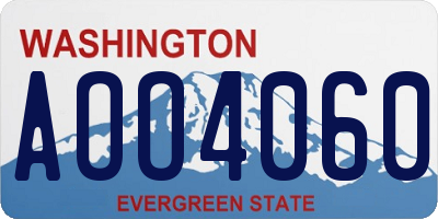 WA license plate AOO4060