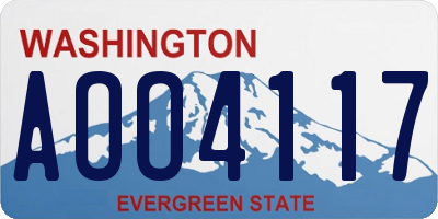 WA license plate AOO4117