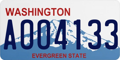 WA license plate AOO4133