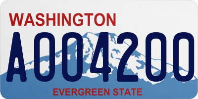 WA license plate AOO4200