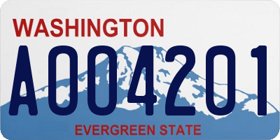 WA license plate AOO4201