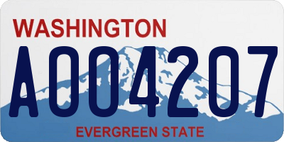 WA license plate AOO4207