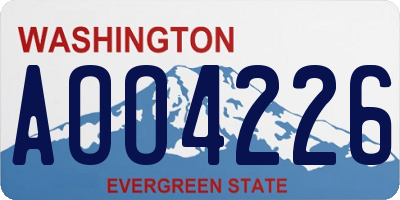 WA license plate AOO4226