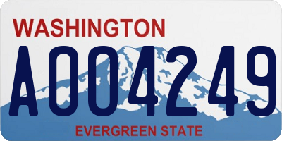 WA license plate AOO4249
