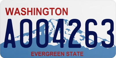 WA license plate AOO4263