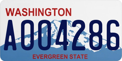 WA license plate AOO4286