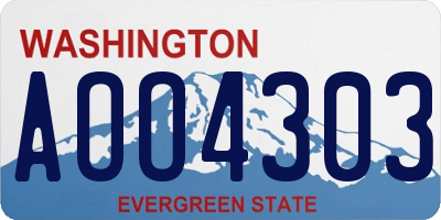 WA license plate AOO4303