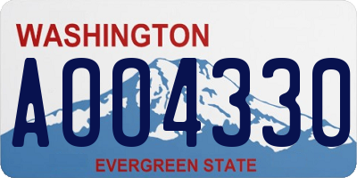 WA license plate AOO4330