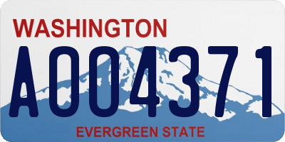 WA license plate AOO4371