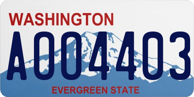 WA license plate AOO4403
