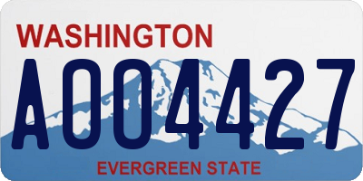 WA license plate AOO4427