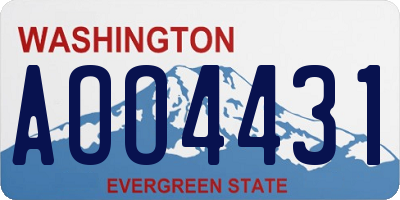 WA license plate AOO4431