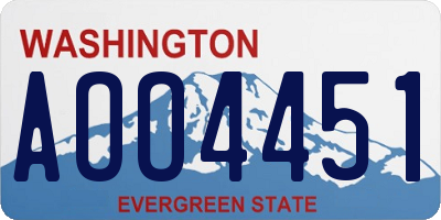 WA license plate AOO4451