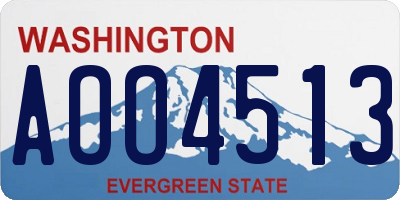 WA license plate AOO4513