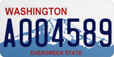 WA license plate AOO4589