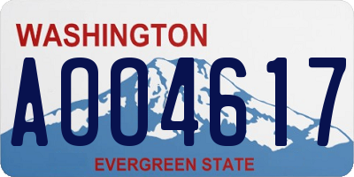WA license plate AOO4617