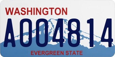 WA license plate AOO4814