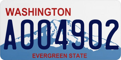 WA license plate AOO4902