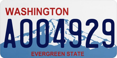 WA license plate AOO4929