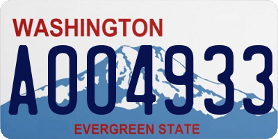 WA license plate AOO4933