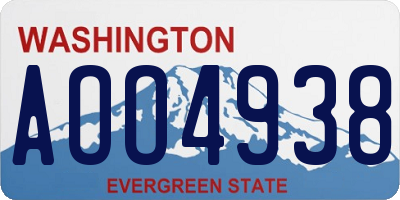 WA license plate AOO4938