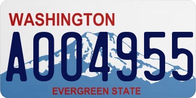 WA license plate AOO4955