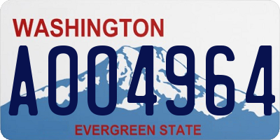 WA license plate AOO4964