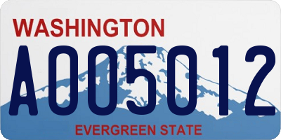 WA license plate AOO5012