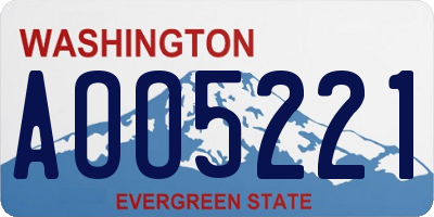 WA license plate AOO5221