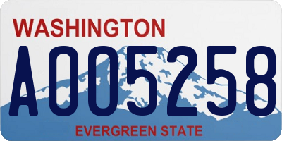 WA license plate AOO5258