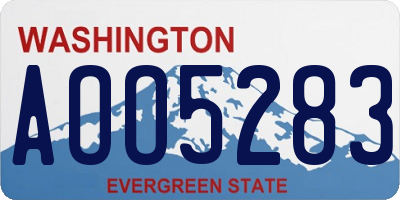 WA license plate AOO5283