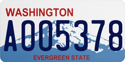 WA license plate AOO5378