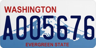 WA license plate AOO5676