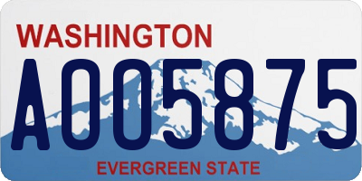 WA license plate AOO5875