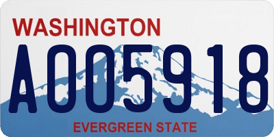 WA license plate AOO5918