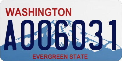 WA license plate AOO6031