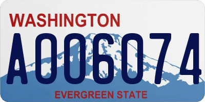 WA license plate AOO6074